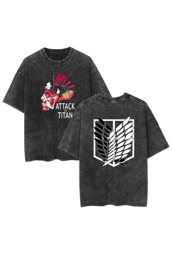 Washable couple short-sleeved anime/manga style Attack on Titan T-shirt