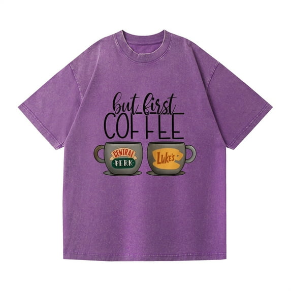 Duoxingbao Washed Couple Short Sleeve T-Shirt Anime Gilmore Girls Distressed Style Cross-border Export