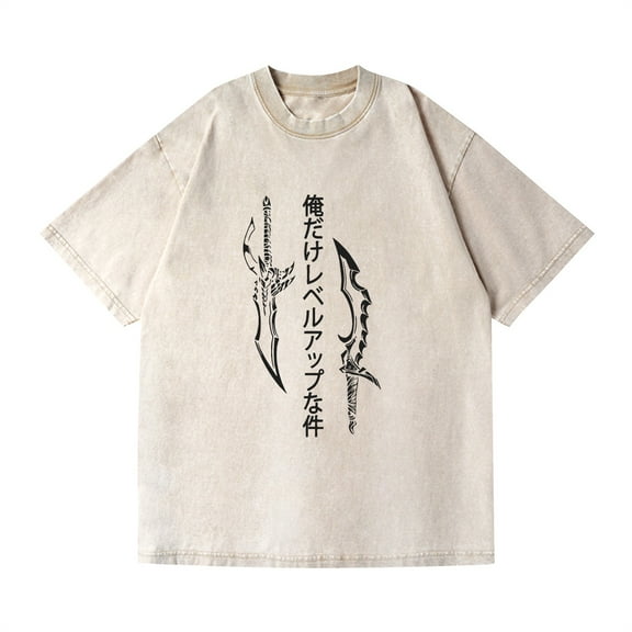 Duoxingbao Washed Couple Short Sleeve T-shirt Anime Second Dimension Solo Leveling I Upgrade Alone Cross-border Goods Export