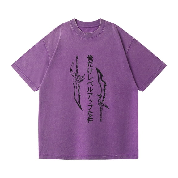 Duoxingbao Washed Couple Short Sleeve T-shirt Anime Second Dimension Solo Leveling I Upgrade Alone Cross-border Goods Export