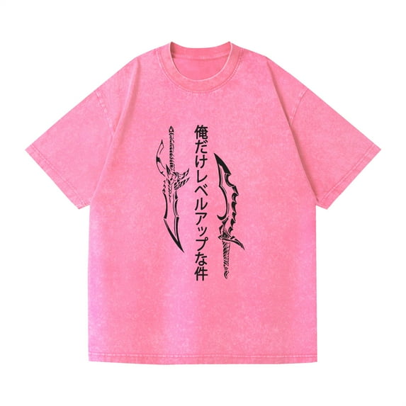 Duoxingbao Washed Couple Short Sleeve T-shirt Anime Second Dimension Solo Leveling I Upgrade Alone Cross-border Goods Export