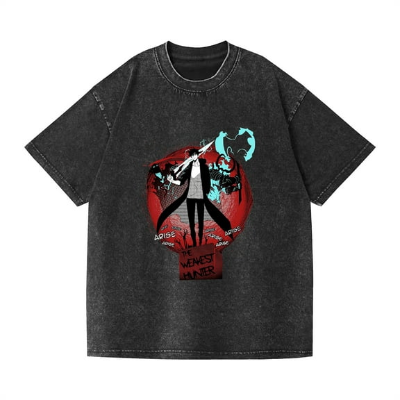 Duoxingbao  Washed Couple Short Sleeves Solo Leveling I Upgrade Alone Two-Dimensional Cartoon Cross-Border T-Shirt