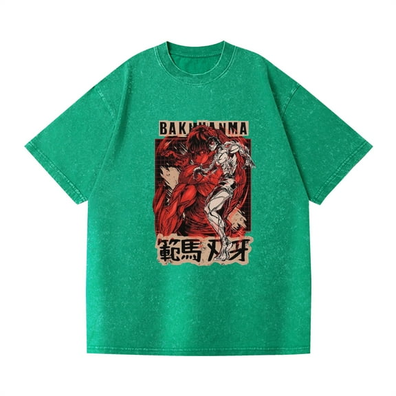 Duoxingbao Washed T-shirt anime Baki Fanma Baki casual cotton summer short sleeve men and women