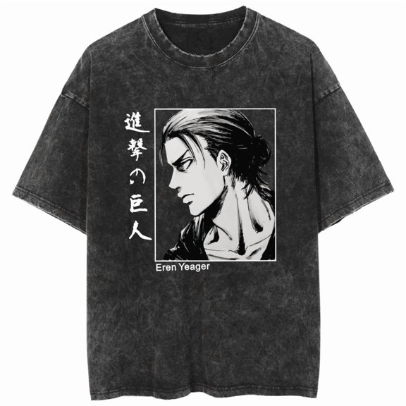 Duoxingbao Washed T-shirt cross-border ATTACK ON TITAN merchandise anime-themed casual cotton summer short-sleeved shirt.