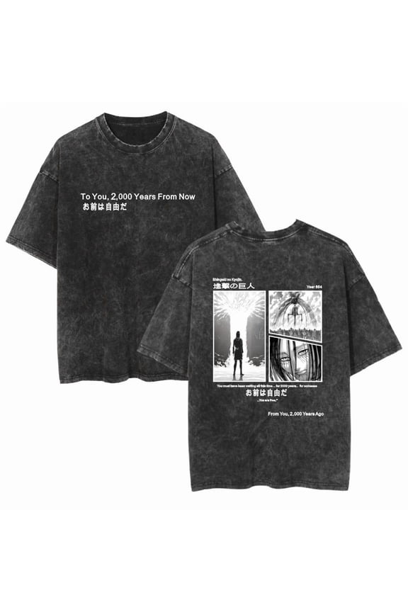 Washed T-shirt cross-border ATTACK ON TITAN merchandise anime-themed casual cotton summer short-sleeved shirt.