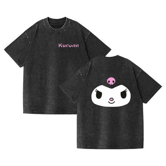 Duoxingbao  Washed couple short-sleeved T-shirt Sanrio Kuromi cross-border supply export old style