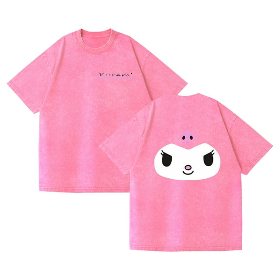 Duoxingbao  Washed couple short-sleeved T-shirt Sanrio Kuromi cross-border supply export old style