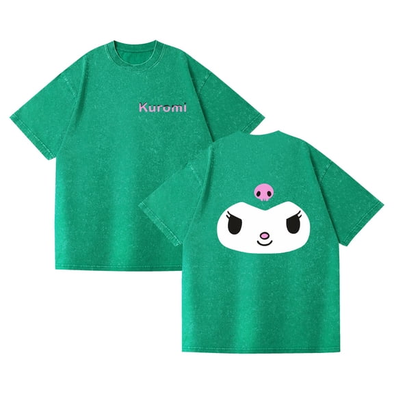 Duoxingbao  Washed couple short-sleeved T-shirt Sanrio Kuromi cross-border supply export old style
