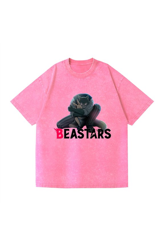 Washed couple short-sleeved animal rhapsody beastars two-dimensional cartoon cross-border T-shirt