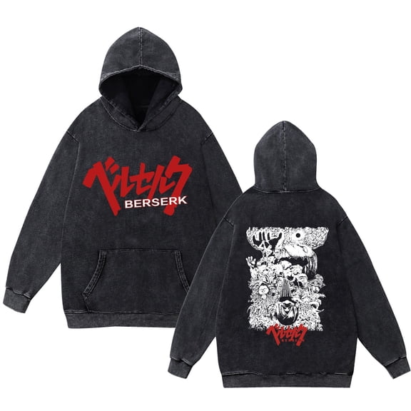 Duoxingbao  Washed distressed Berserk sweatshirt American trendy loose hooded cross-border e-commerce.