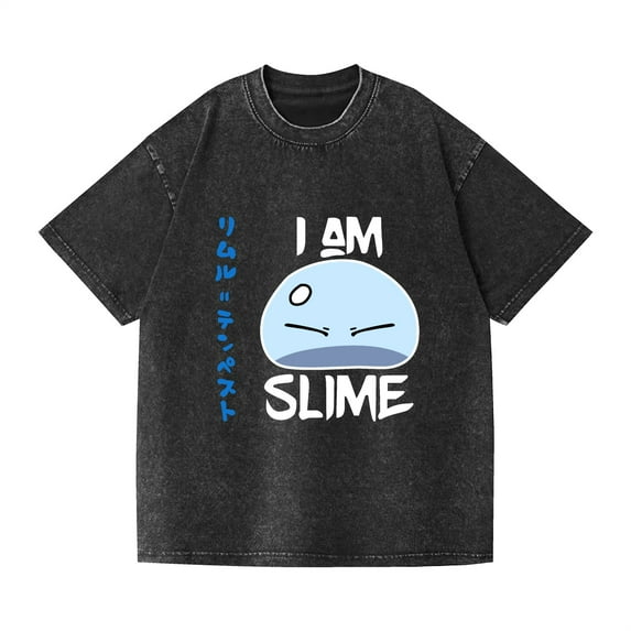 Duoxingbao  Washed vintage T-shirt About That Time I Got Reincarnated as a Slime short-sleeved anime-themed loose summer casual top