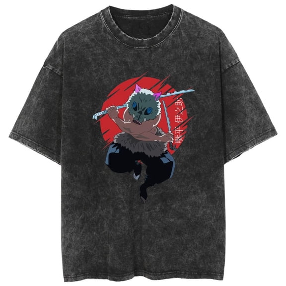 Duoxingbao anime Demon Slayer loose-fitting retro styleHot-selling new washed T-shirt unisex.