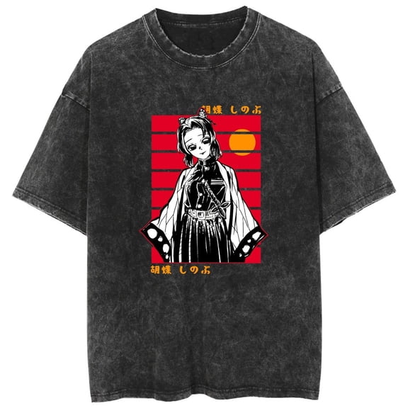 Duoxingbao anime Demon Slayer loose-fitting retro styleHot-selling new washed T-shirt unisex.