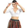 thumbnail image 1 of Dupion Silk Solid Non Padded Saree Blouse Top V-Neck Short Sleeves Hook and Eye Closure and Tie-Up Back Choli, 1 of 2