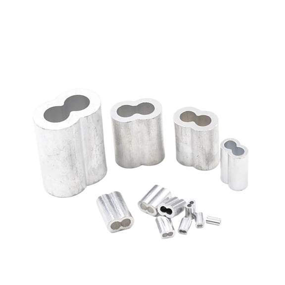 Duplex Aluminum Crimping Loop Sleeves, 20/50/100 Pcs Wire Rope Ferrule Double Hole Clamp