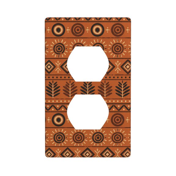 Duplex Light Switch Wall Plate 1-Gang Single Decorative Receptacle Outlet Covers - African Adinkra Symbol Pattern
