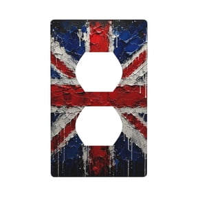 Duplex Light Switch Wall Plate 1-Gang Single Decorative Receptacle Outlet Covers - Dripping Paint Effect UK Union Jack Poster