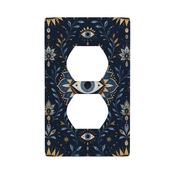 Duplex Light Switch Wall Plate 1-Gang Single Decorative Receptacle Outlet Covers - Mystical Blue Protection Symbol