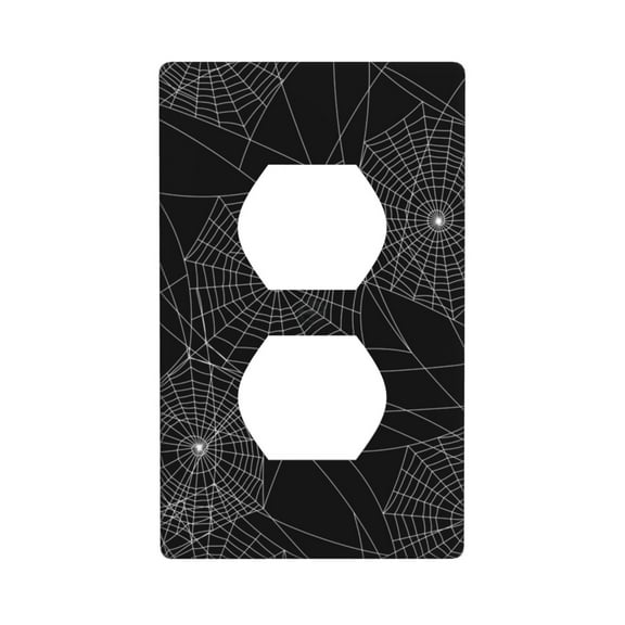 Duplex Light Switch Wall Plate 1-Gang Single Decorative Receptacle Outlet Covers - Spider web silhouette halloween