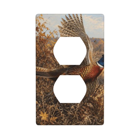 Duplex Light Switch Wall Plate 1-Gang Single Decorative Receptacle Outlet Covers - Vibrant Pheasant Taking Flight Poster