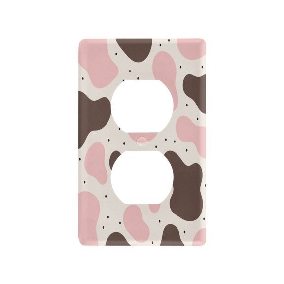 Duplex Outlets Switch Plate PC Material Electrical Outlet Covers Wall Plates with Screws Brown and Pink Color-block Pattern