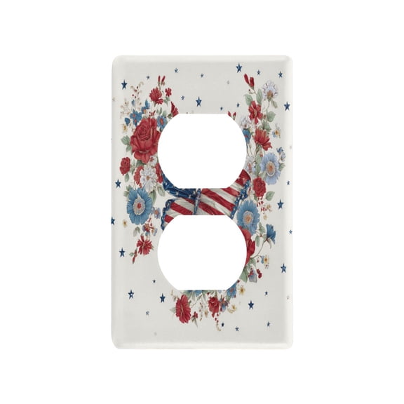Duplex Outlets Switch Plate PC Material Electrical Outlet Covers Wall Plates with Screws Butterfly and Flowers Border