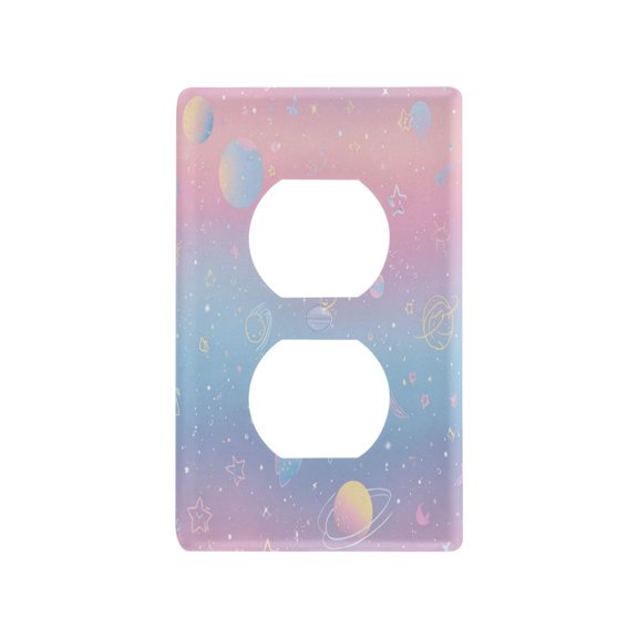 Duplex Outlets Switch Plate PC Material Electrical Outlet Covers Wall Plates with Screws Light Pink Space Elements