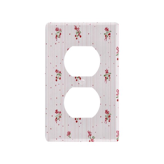 Duplex Outlets Switch Plate PC Material Electrical Outlet Covers Wall Plates with Screws Stripes with Cherry Pattern