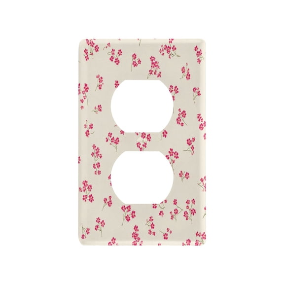 Duplex Outlets Switch Plate PC Material Electrical Outlet Covers Wall Plates with Screws Tiny Red Floral Pattern
