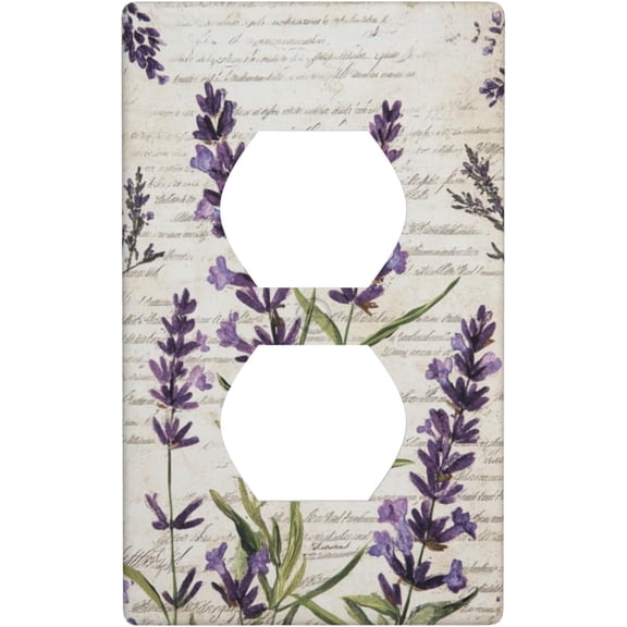 Duplex Receptacle Outlet Covers,Retro Purple Lavender Flower 1-Gang Single Duplex Wall Plate Standard Size, Decorative Switchplate Covers Electrical Faceplate, Polycarbonate Thermoplastic