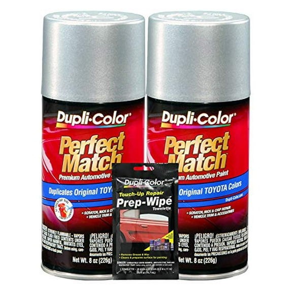 Dupli-Color BTY1616 Exact-Match Automotive Paint Matches Toyota Silver Streak Mica Metallic - 8 oz, Bundles Prep Wipe (3 Items)