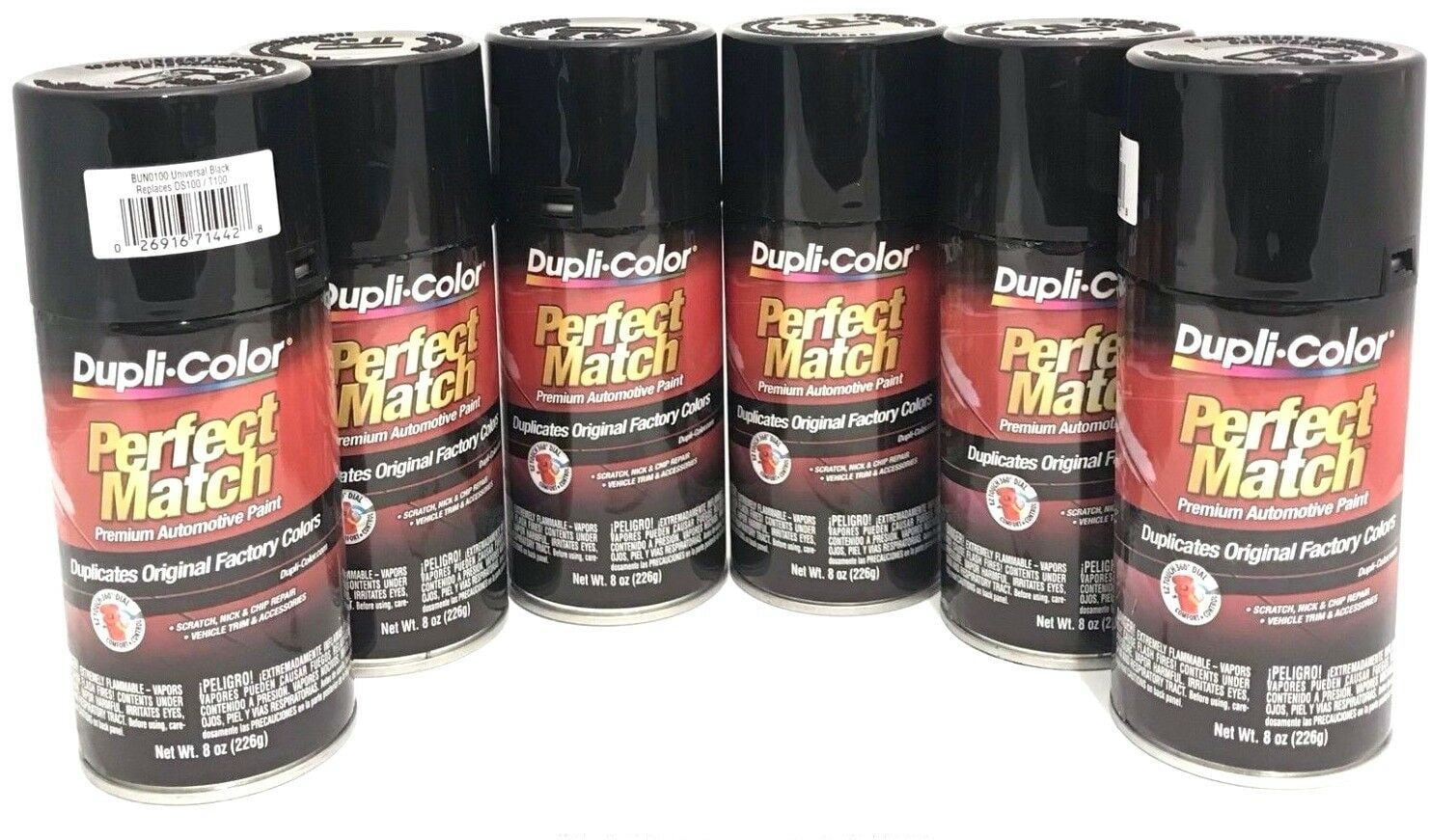 Dupli Color BUN0100 Black Automotive Touch-Up Paint 8 oz, 6 Piece 6 Pack