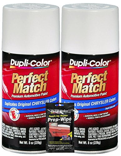 Dupli-Color Bright White Chrysler Perfect Match Automotive Paint - 8 oz, Bundles with Prep Wipe (3 Items)
