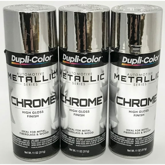 Dupli Color CS101, Chrome, Auto Body Paint, High Gloss Finish, 11 oz, 3 Pack
