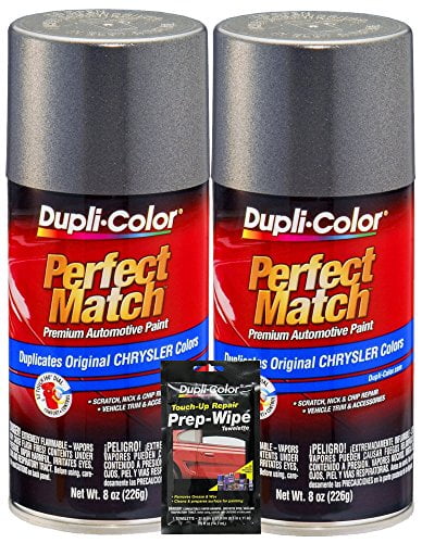 Dupli-Color Charcoal Gray Metallic Chrysler Perfect Match Automotive Paint - 8 oz, Bundles with Prep Wipe (3 Items)