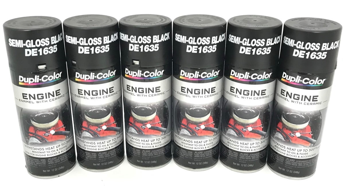 Dupli Color DE1635 Black Enamel with Ceramic Auto Body Paint, Semi Gloss, 12 oz for Ford, 6 Count