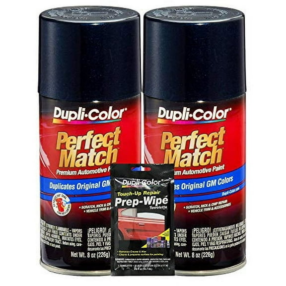 Dupli-Color Dark Ming Blue Metallic General Motors Exact-Match Automotive Paint - 8 oz, Bundles with Prep Wipe (3 Items)