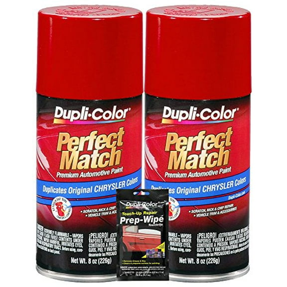Dupli-Color Radiant Fire Chrysler Perfect Match Automotive Paint - 8 oz, Bundles with Prep Wipe (3 Items)