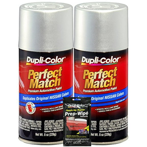 Dupli-Color Silver Metallic for Nissan Perfect Match Automotive Paint - (8 oz.), Bundles with Prep Wipe (3 Items)