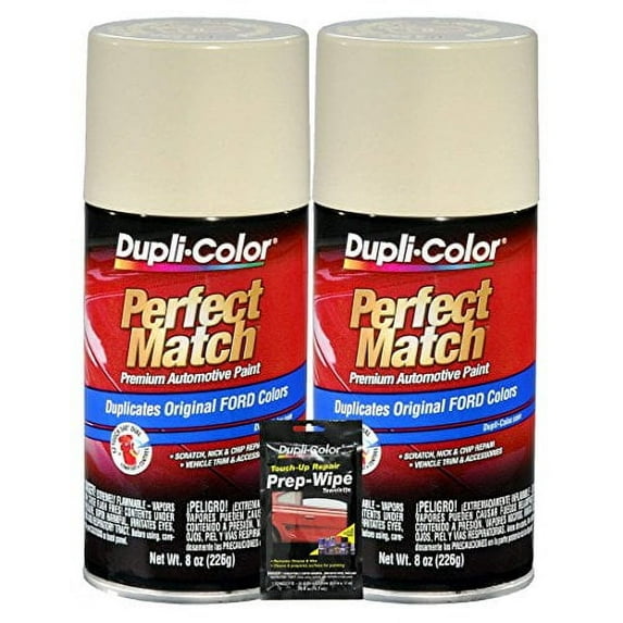 Dupli-Color Wimbledon White Ford Perfect Match Automotive Paint - 8 oz, Bundles with Prep Wipe (3 Items)