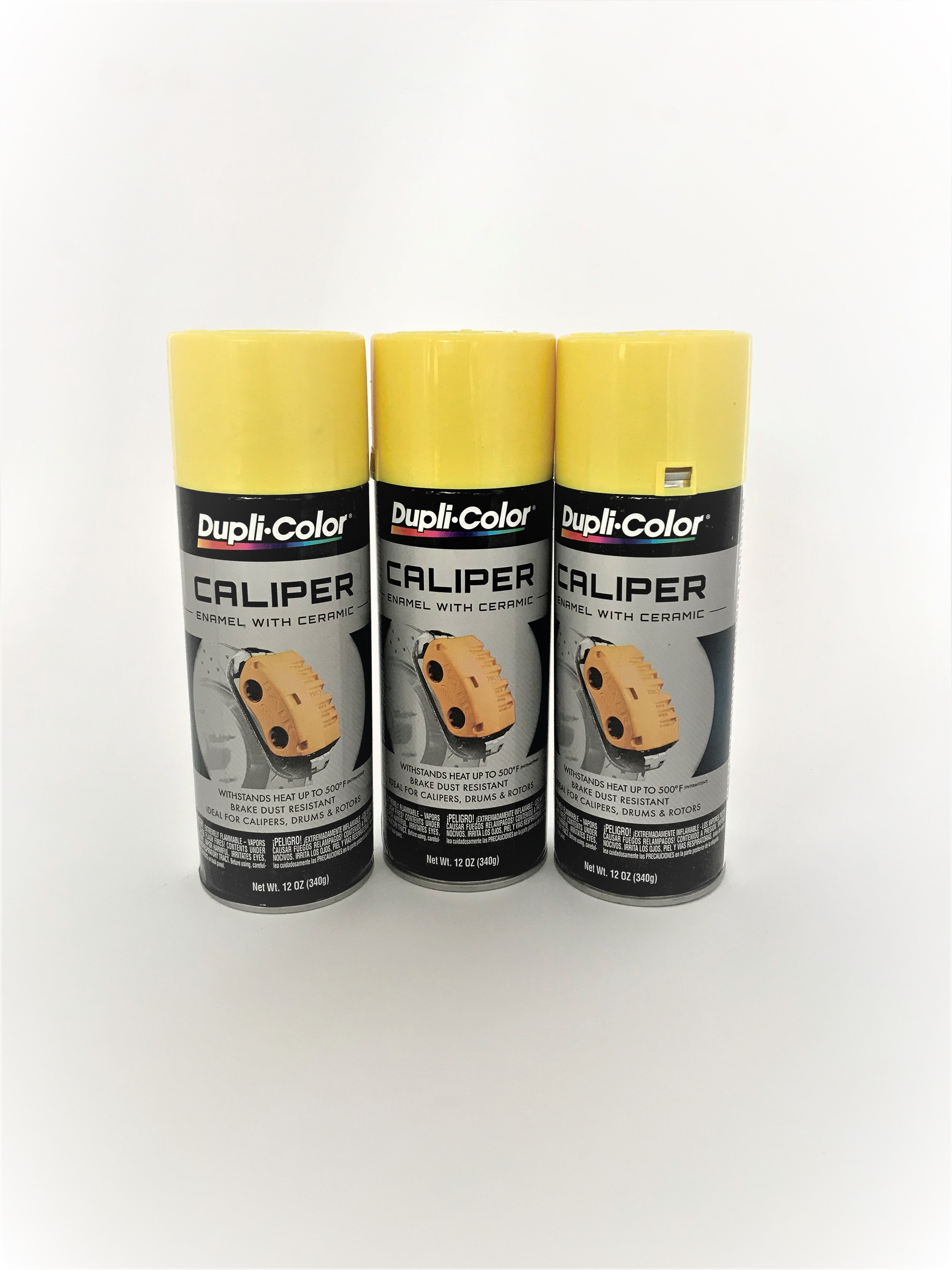 Duplicolor BCP101 3 Pack Caliper Spray Paint Yellow with Ceramic 12 oz