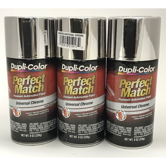 Duplicolor BUN0200-3 PACK Perfect Match Universal Chrome Automotive Paint - 8oz