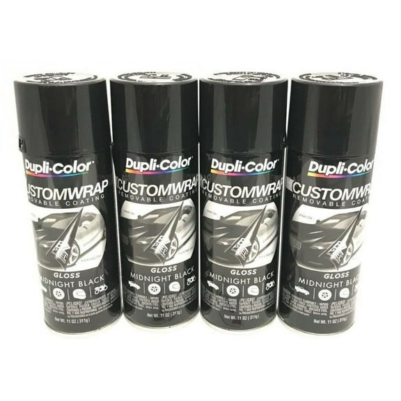 Duplicolor CWRC840 - 4 Pack Custom Wrap Removable Paint Gloss Midnight Black - 11 oz