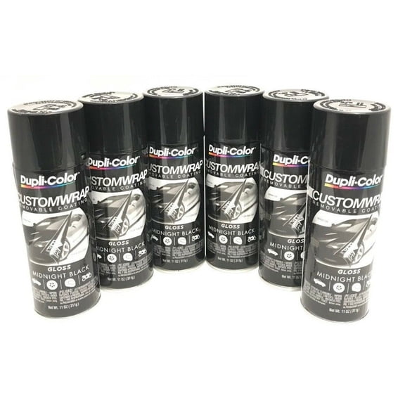 Duplicolor CWRC840 - 6 Pack Custom Wrap Removable Paint Gloss Midnight Black - 11 oz