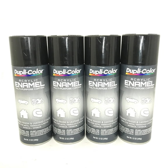 Duplicolor DA1600-4 PACK GLOSS BLACK Acrylic Enamel Multi-Purpose Coating - 12 oz Aerosol Can