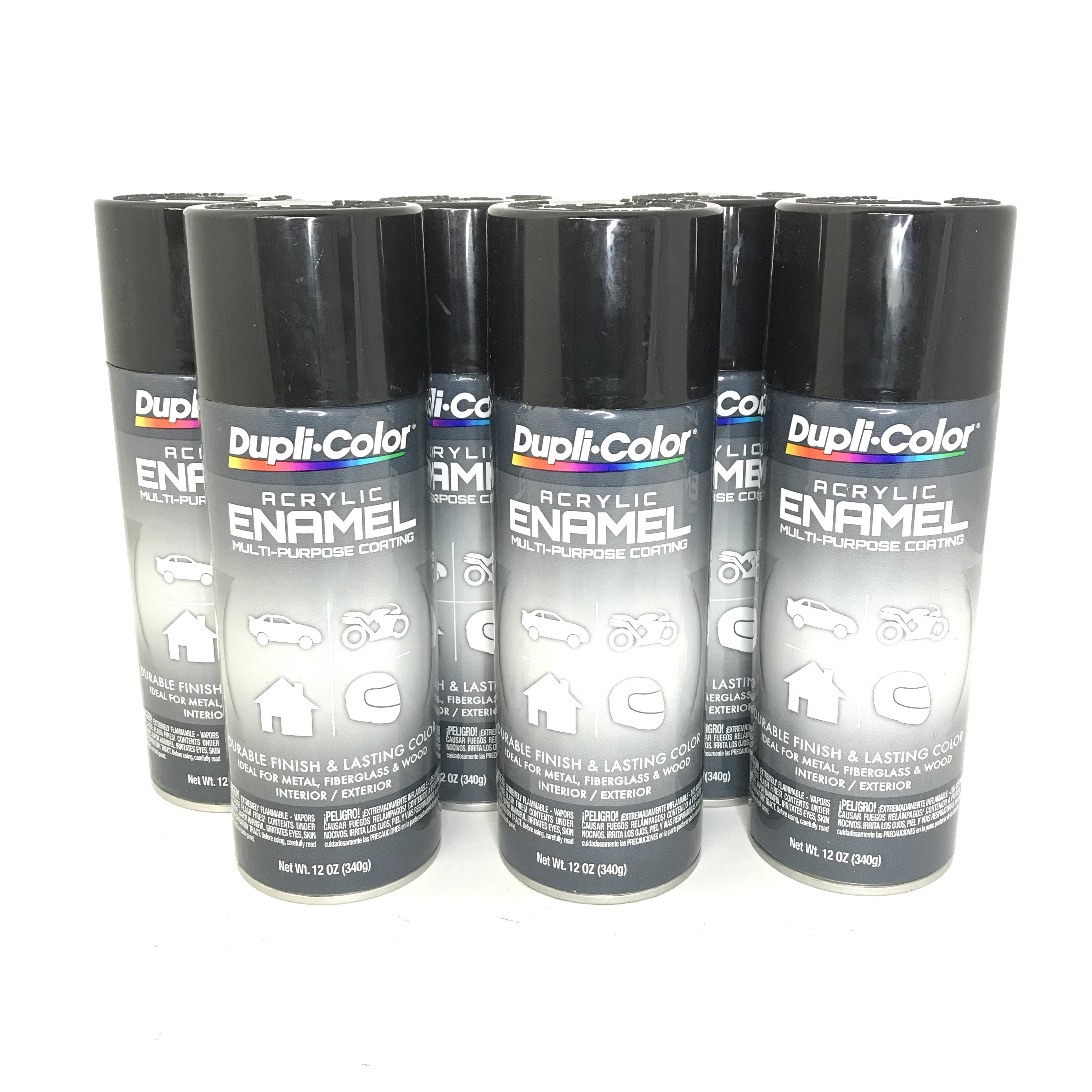 Duplicolor DA1600-6 PACK GLOSS BLACK Acrylic Enamel Multi-Purpose Coating - 12 oz Aerosol Can