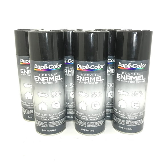 Duplicolor DA1600-6 PACK GLOSS BLACK Acrylic Enamel Multi-Purpose Coating - 12 oz Aerosol Can