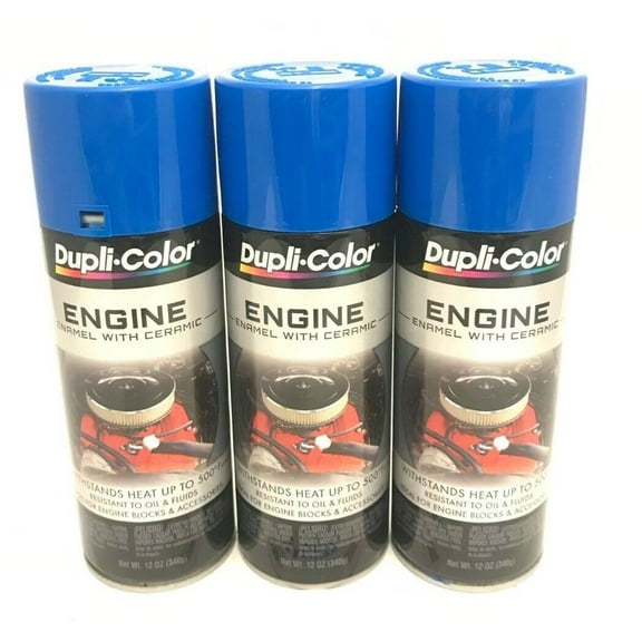 Duplicolor DE1601 - 3 Pack Engine Enamel Paint with Ceramic Ford Blue - 12 oz