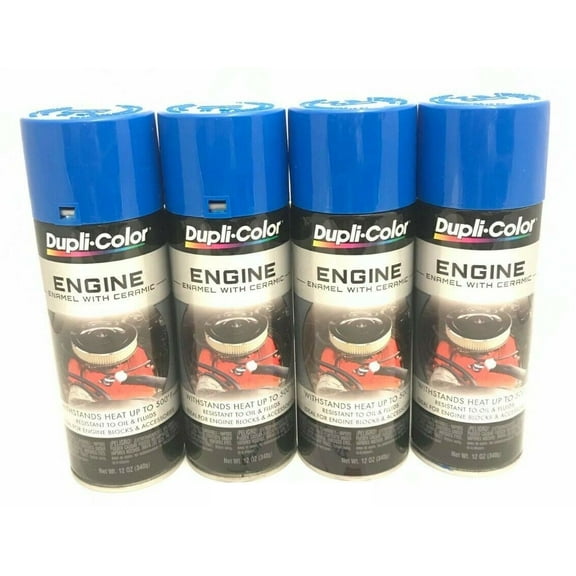 Duplicolor DE1601 - 4 Pack Engine Enamel Paint with Ceramic Ford Blue - 12 oz