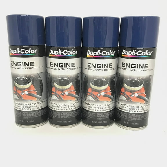 Duplicolor DE1606 - 4 Pack Engine Enamel Paint with Ceramic Ford Dark Blue - 12 oz